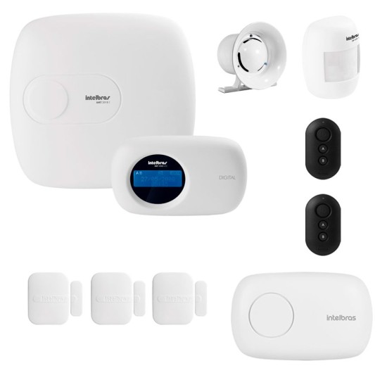 Kit de Alarme Intelbras AMT 2018 E com 04 Sensores com Monitoramento Por Aplicativo via Internet Sem Fio