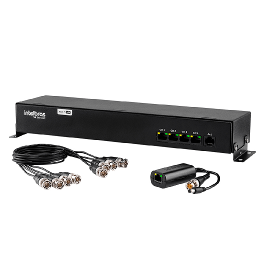 Power Balun de 4 Canais Intelbras VB 3004 WP - Resolução 4k, Vídeo e Alimentação via Cabo UTP, Função Bidirecional e Multi HD