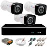 Kit 03 Câmeras Full HD 1080p + DVR Giga Security + App Grátis de Monitoramento, Câmeras 20m Infravermelho de Visão Noturna + Fonte, Cabos e Acessórios