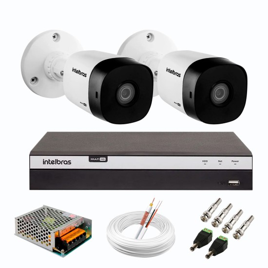 Kit 2 Câmeras de Segurança Full HD 1080p VHD 1220 B G6 + DVR Intelbras MHDX 3104 Full HD de 04 Canais + Acessórios 932000