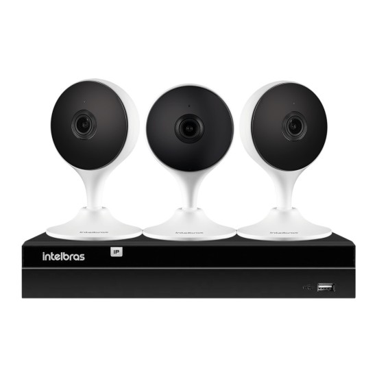 Kit 3 Câmeras com Inteligência Artificial Full HD iM3 Intelbras Branca + 1 NVR Stand Alone 04 Canais 6MP NVD 1304 Intelbras