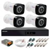 Kit 4 Câmeras + DVR Hikvision + App de Monitoramento, Câmeras Full HD 1080 Lite 25m Infravermelho de Visão Noturna Tudo Forte Completo com Acessórios