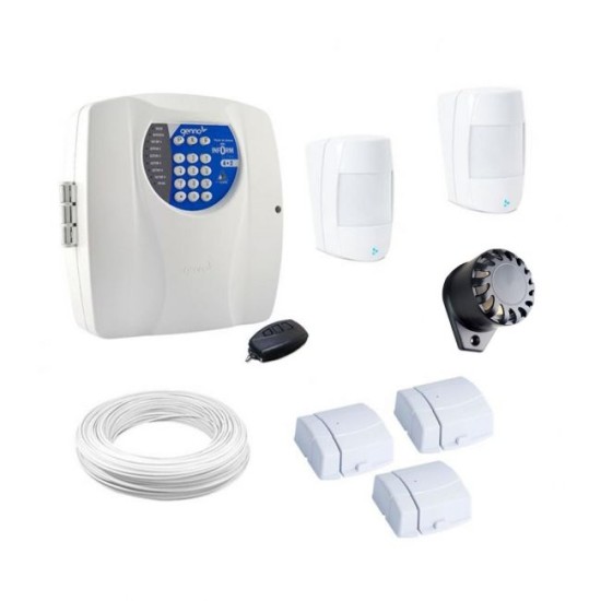 Kit Alarme Residencial e Comercial Completo c/ 5 Sensores e Central Genno c/ Discadora Telefônica