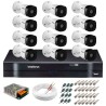 Kit 12 Câmeras VHD 1120 B G5 + DVR Intelbras + App Grátis de Monitoramento, HD 720p 20m Infravermelho + Cabos e Acessórios