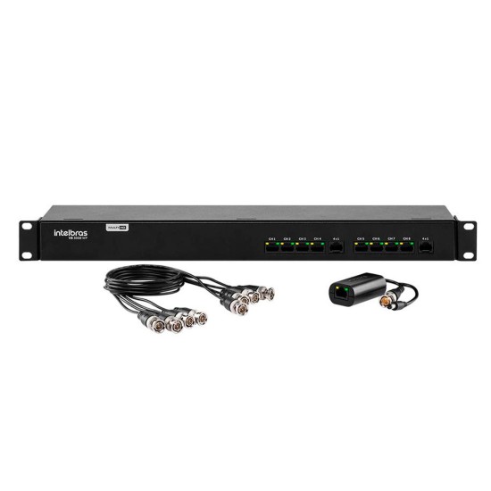 Power Balun de 8 Canais Intelbras VB 3008 WP - Resolução 4k, Vídeo e Alimentação via Cabo UTP, Função Bidirecional e Multi HD