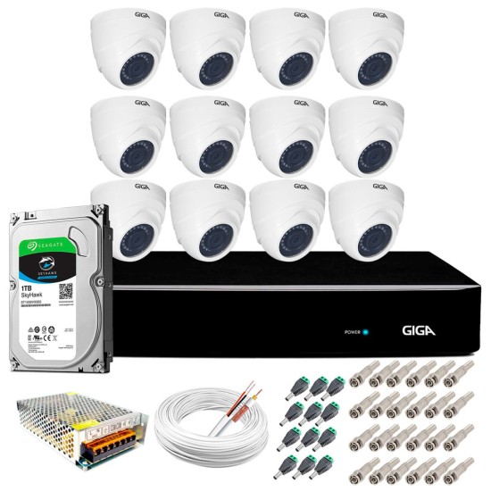 Kit Orion Giga Security 12 Câmeras HD 720p GS0019 + DVR Full HD com HD 1TB Seagate + Acessórios