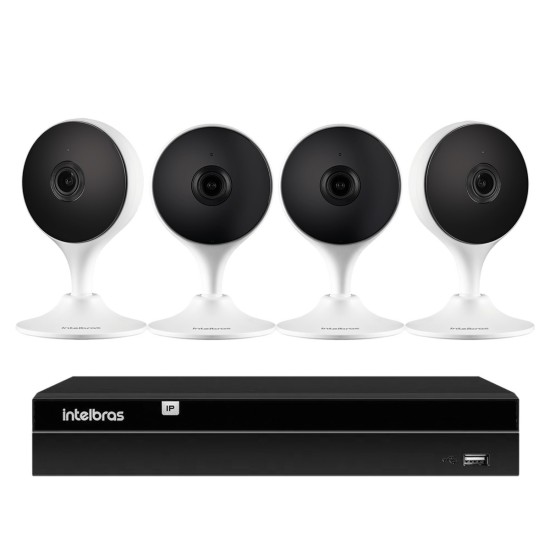Kit 4 Câmeras com Inteligência Artificial Full HD iM3 Intelbras Branca + 1 NVR Stand Alone 04 Canais 6MP NVD 1304 Intelbras