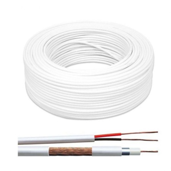 Cabo CFTV Slim Blindagem 85% Liga de Cobre RF 4mm Com Bipolar Externo Telecam - 100M