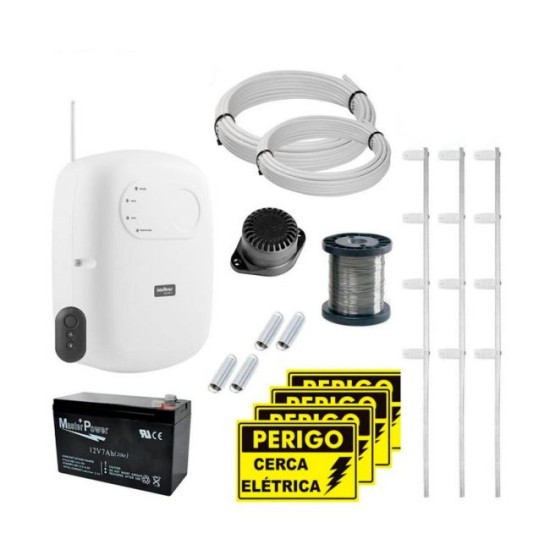Kit Cerca Elétrica Intelbras Com Setor de Alarme Para 60 Metros de Muro