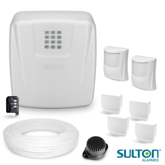 Kit Alarme Completo Com 4 Sensores Magnéticos 2 Sensores de Presença e Central Sulton c/ Discadora 29607