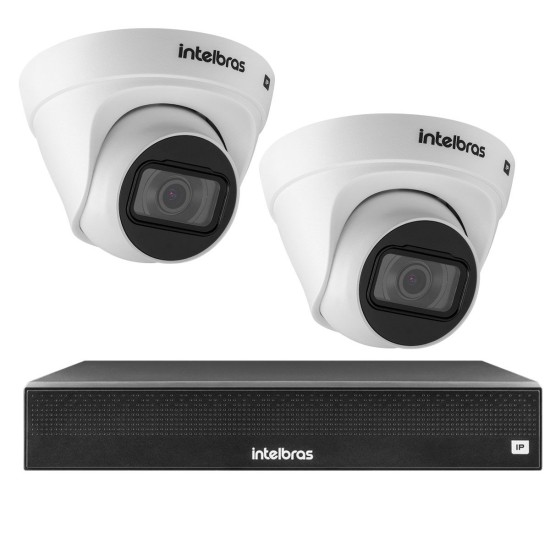Kit 2 Câmeras VIP 1020 D G2 + NVR Intelbras + App Grátis de Monitoramento, Câmeras HD 720p 20m Infravermelho de Visão Noturna Intelbras