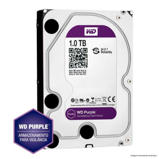 HD Western Digital 1TB WD Purple Surveillance SATA 64MB Cache - WD10PURZ