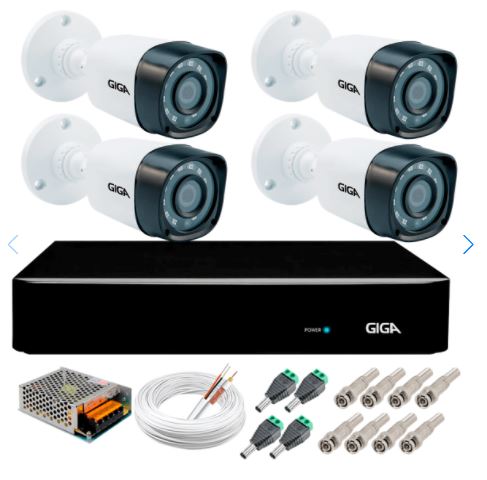 Kit 4 Câmeras de Segurança Full HD 1080p Giga Security gs0271 + DVR Giga Security 2MP + Acessórios