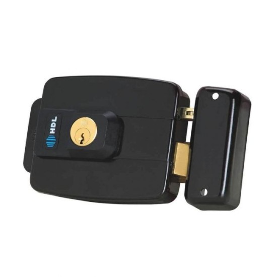 Fechadura Elétrica Preta HDL C90 A. F. Dupla Abre Para Fora