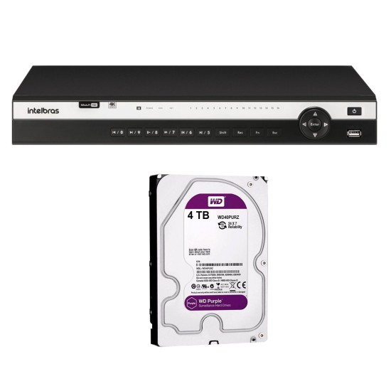 DVR Intelbras MHDX 5216 com HD 4TB, 16 Canais 4K 8MP + App de Monitoramento Grátis e Inteligência de Vídeo