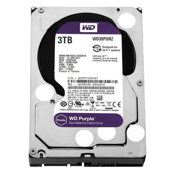 HD Interno WD Purple 3TB Surveillance SATA III 6GB/s 5400 RPM WD30PURZ