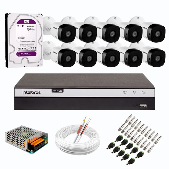 Kit 3 Câmeras de Segurança Full HD 1080p Giga Security gs0271 + DVR Giga Security 2MP + Acessórios