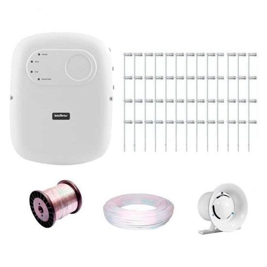 Kit de Cerca Elétrica para 25 metros Central ELC 5001 Intelbras Liga/Desliga por Controle Remoto com Haste M + Acessórios