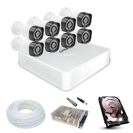 Kit CFTV Completo 8 Câmeras de Segurança Full HD c/ DVR Citrox 8 Canais 1080N