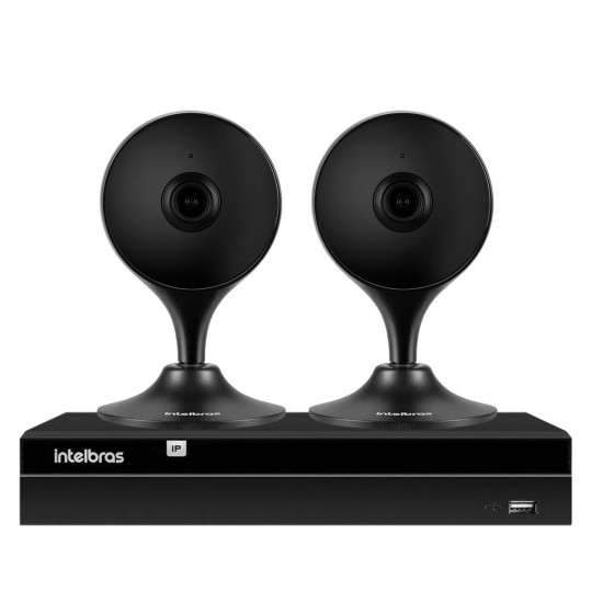 Kit 2 Câmeras com Inteligência Artificial Full HD iM3 Intelbras Preta + 1 NVR Stand Alone 04 Canais 6MP NVD 1304 Intelbras