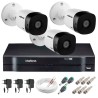 Kit 3 Câmeras VHD 1010 B G5 + DVR Intelbras + App Grátis, HD 720p 10m Infravermelho + Cabos e Acessórios