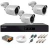 Kit 3 Câmeras + DVR Hikvision + Fonte, Cabos e Acessórios - Câmeras Hilook THC B120C-P Full HD 1080 Lite 20m Infra e Visão Noturna