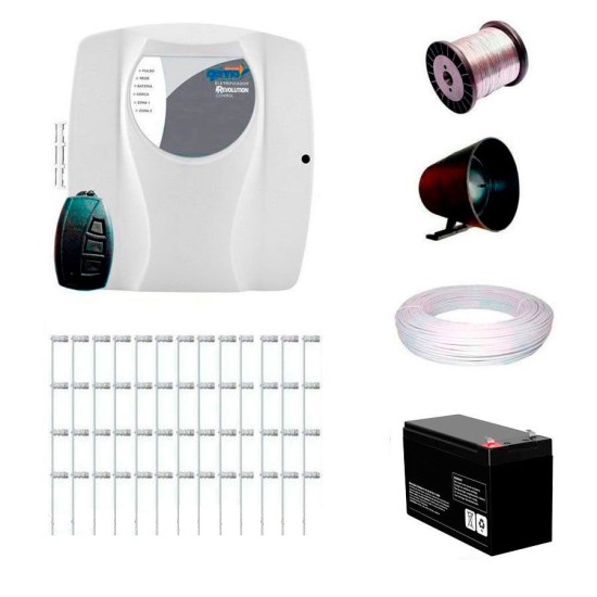 Kit Cerca Elétrica com 20 mts Genno + Controle Remoto, Completo