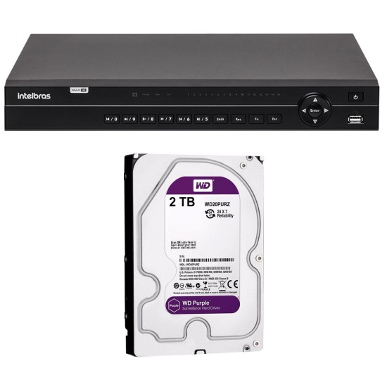 DVR Stand Alone Multi HD Intelbras 1032 32 Canais + HD 2TB WD Purple de CFTV (Não instalado)
