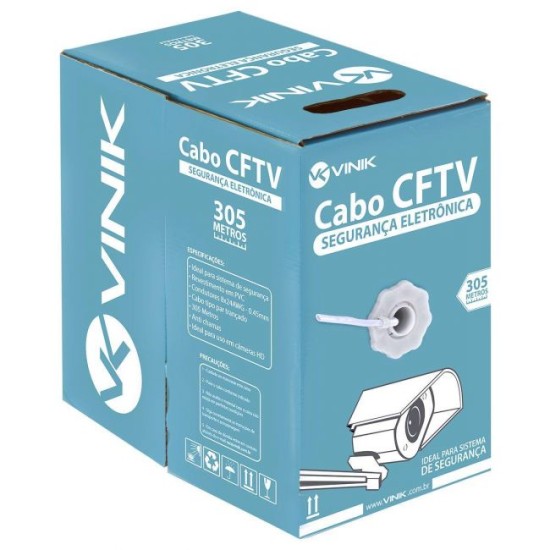 Cabo de Rede e Segurança Vinik 8 Vias 24 AWG Branco - Caixa 305m