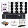 Kit 16 Câmeras Intelbras VHD 1220 B Full HD 1080 Lite + DVR Intelbras - Câmeras com 20m Infravermelho de Visão Noturna + Fonte, Cabos e Acessórios