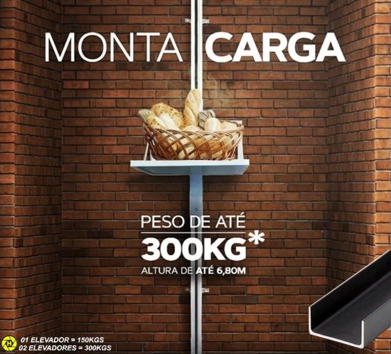 ELEVADOR DE CARGA 4,50MTS 150K 220V MONTA CARGA VIGA U