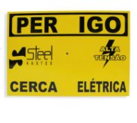 PLACA DE ADVERTENCIA "PERIGO CERCA ELETRICA" ALUMINIO 18X13 CM
