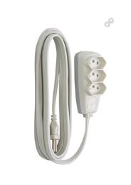 EXTENSÃO SORT 2P+T PP 3X0,75MM² 3M - COR BRANCA C/ BASE CINZA