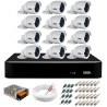 Kit 12 Câmeras 5MP + DVR Giga + App de Monitoramento, Câmeras 30m Infravermelho de Visão Noturna Giga Security GS0047 Completo com Acessórios