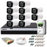 Kit 10 Câmeras + DVR Intelbras + HD 1 TB + App de Monitoramento, Câmeras Full HD 1080p 20m Infravermelho de Visão Noturna + Fonte, Cabos e Acessórios