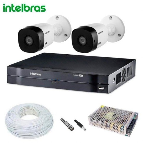 Kit Intelbras Com 2 Câmeras VHL 1120 Bullet e DVR Híbrido MHDX 1104