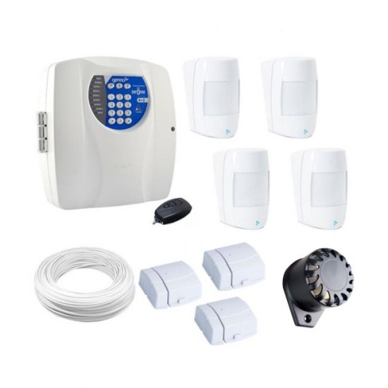 Kit Alarme Residencial e Comercial Completo c/ 7 Sensores e Central Genno c/ Discadora Telefônica 28348