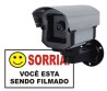 Câmera Falsa Alumínio Anodizado c/ LED + Placa "Sorria"