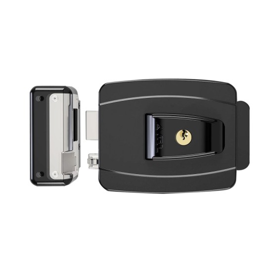 Fechadura Elétrica de Sobrepor AGL Mini 12v Cinza 42MM para Abertura Interna