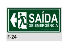 PLACA DE IDENTIFICAÇÃO - SAÍDA DE EMERGÊNCIA A ESQUERDA F-24 12X28