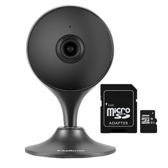 Câmera Interna com Inteligência Artificial iM3 Intelbras Wi-Fi Full HD 1080P 2,8mm 2MP Preta + Cartão de Memória De 32GB