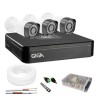 Kit 3 Câmeras de Segurança HD Com DVR Giga Security 4 Canais e Acessórios