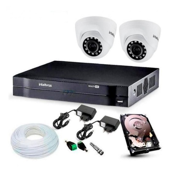 Kit Completo 2 Câmeras Intelbras Dome Internas e DVR MHDX 1104