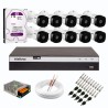 Kit 10 Câmeras de Segurança Full HD Intelbras VHD 1220 B G6 + DVR Intelbras 16 Canais Full HD MHDX 3116 + HD WD Purple 2TB + Acessórios