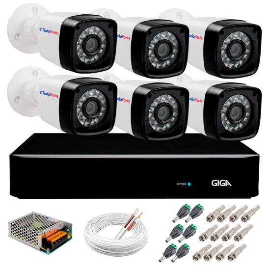 Kit 12 Câmeras de Segurança Full HD 1080p Giga Security gs0271 + DVR Giga Security 2MP + Acessórios