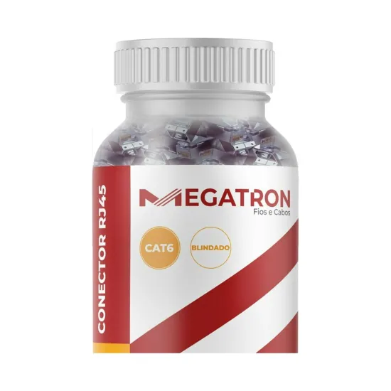 PINO JACK RJ-45 8X8 CAT.6 BLINDADO POTE 100 PC SP