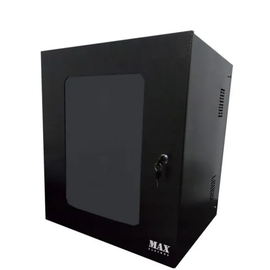 MINI RACK 12UX19PX400MM PRETO COM VISOR EM ACRILICO SP