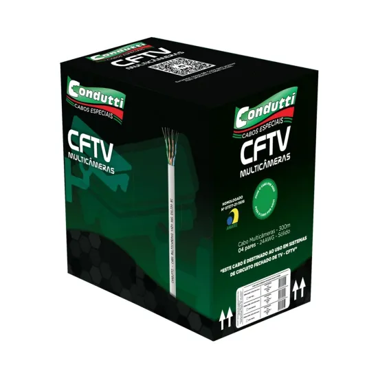 CABO CFTV 24AWG 4 PARES 300 METROS PRETO CAIXA SP