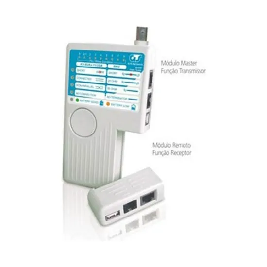 TESTADOR DE CABOS MULTIFUNCIONAL RJ11/RJ45/USB/BNC BLUECOM SP