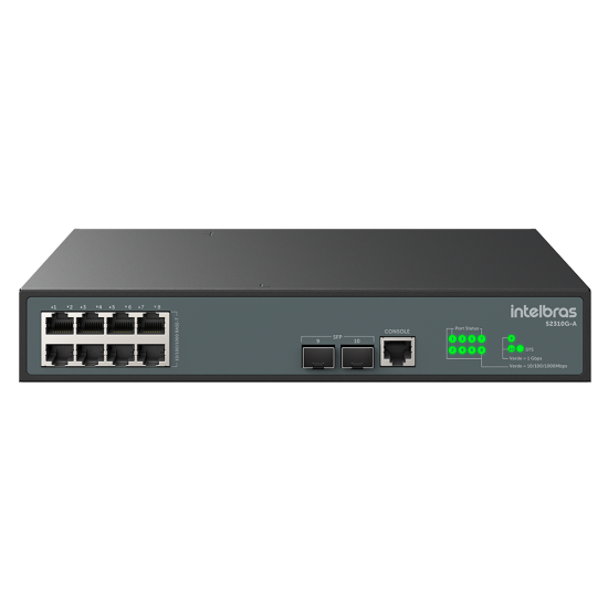 Switch Gerenciável 8 Portas Gigabit Ethernet com 2 Portas SFP S2310G-A INTELBRAS SP